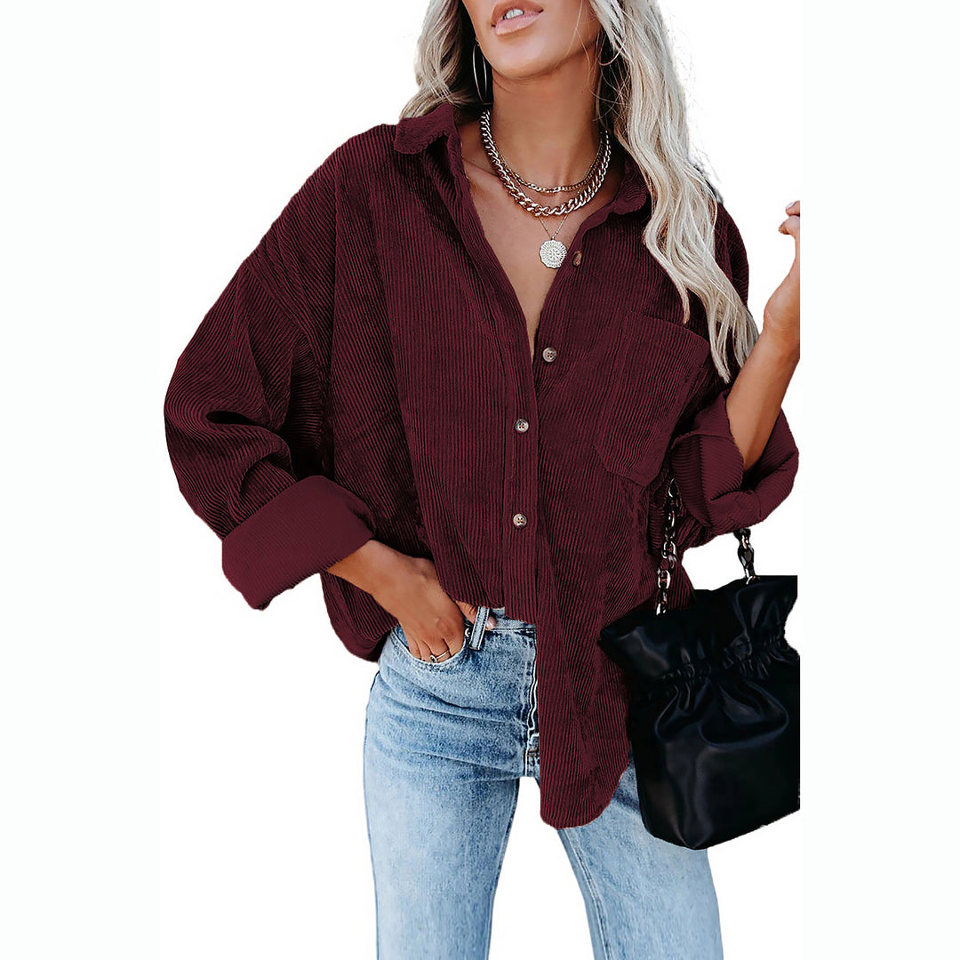 Dame Cord-Skjorte i afslappet oversized-snit Stilla