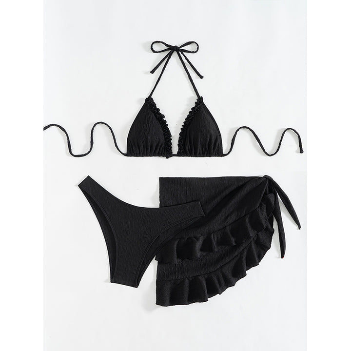 Dame Rynkefri Trekant-Bikini-Sæt med Wrap Skirt Stilla