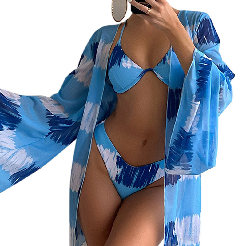 Dame Triangel-Bikini med gennemsigtig Kimono Skovae