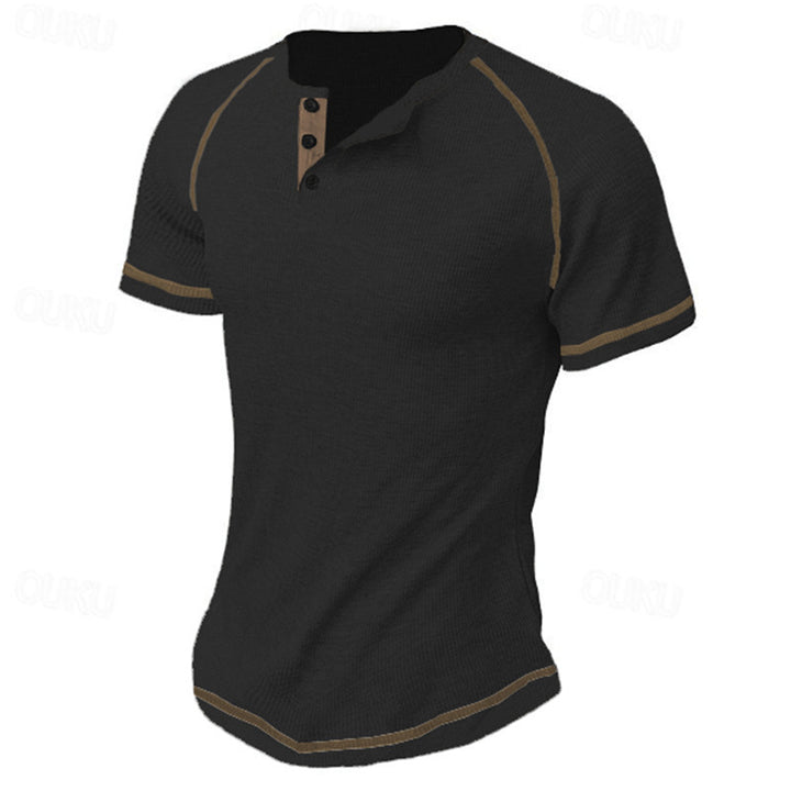 Herrer kortærmet Henley t-shirt med kontrastdetaljer Stilla