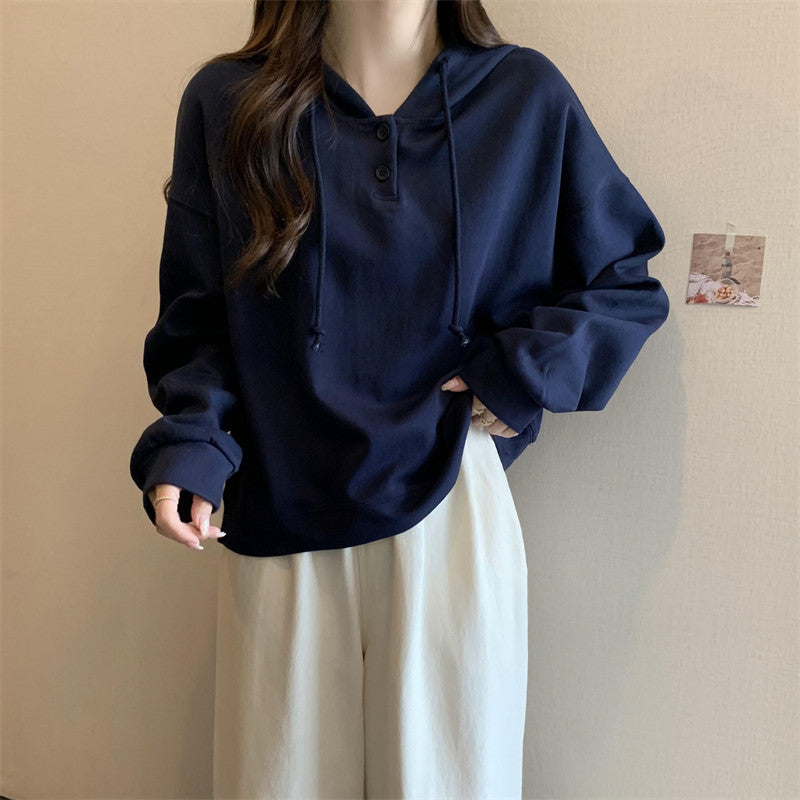 Femme Behagelig Hætte-Button-Up Sweatshirt Stilla
