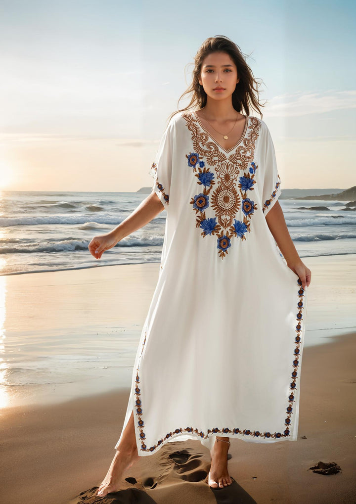 Dame Strandkaftan med detaljeret broderi Stilla