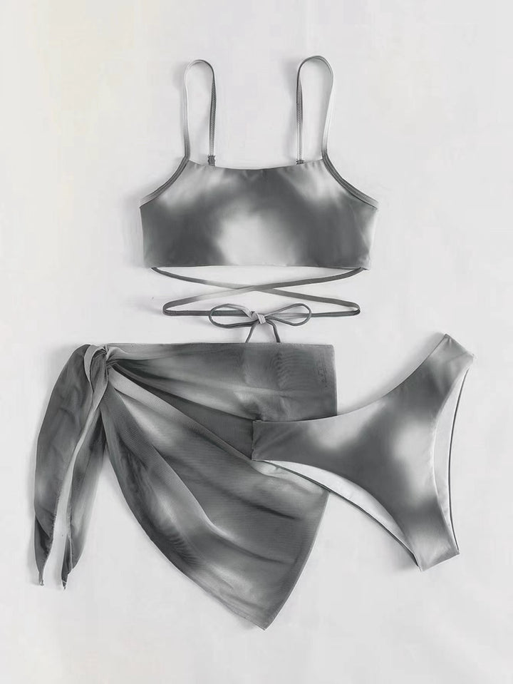 Dame Bikini-sæt med raffineret indpakningsskørt og nostalgisk glitrende Stilla