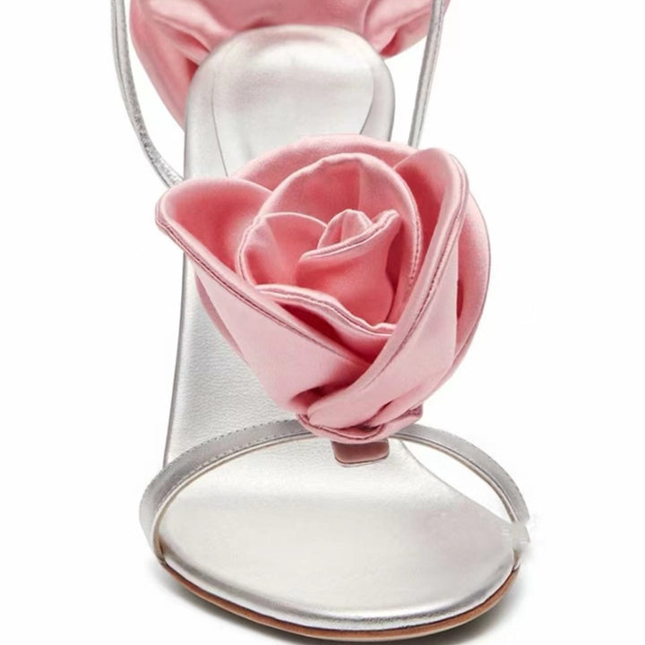 Femme Elegante Høje Hæle Sandaler med Floral Accent Stilla