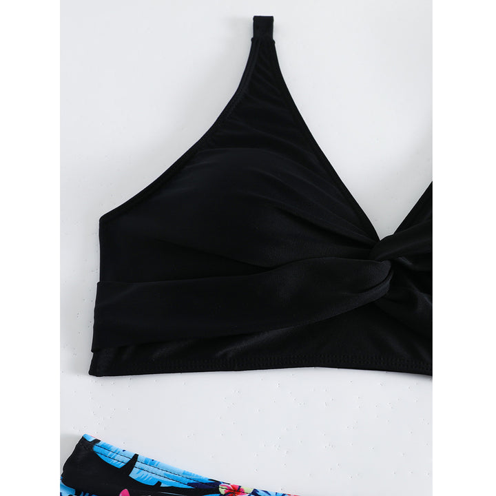 Dame Højskåret Bikini med blomstermotiv og knudeformet top Stilla