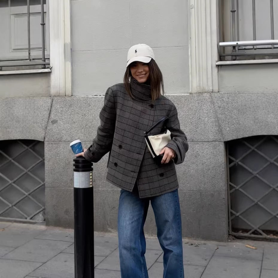 Kvinders ternet oversized jakke med høj krave Stilla