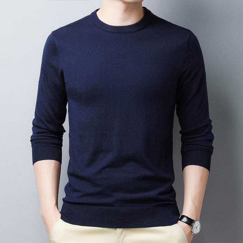 Stilla | Langærmet T-shirt Slim Fit Uld Silke Rundhalset med Ribkant
