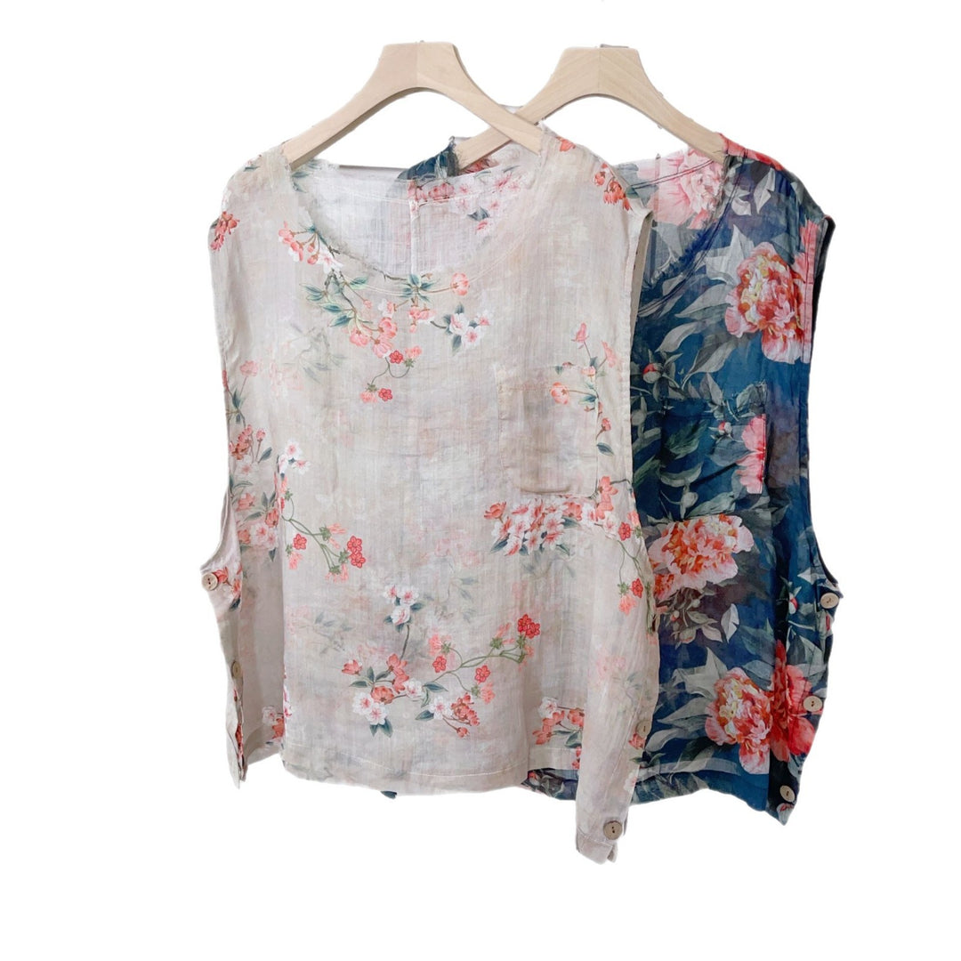Dame Floral Print Linned Tunika Overdel Stilla