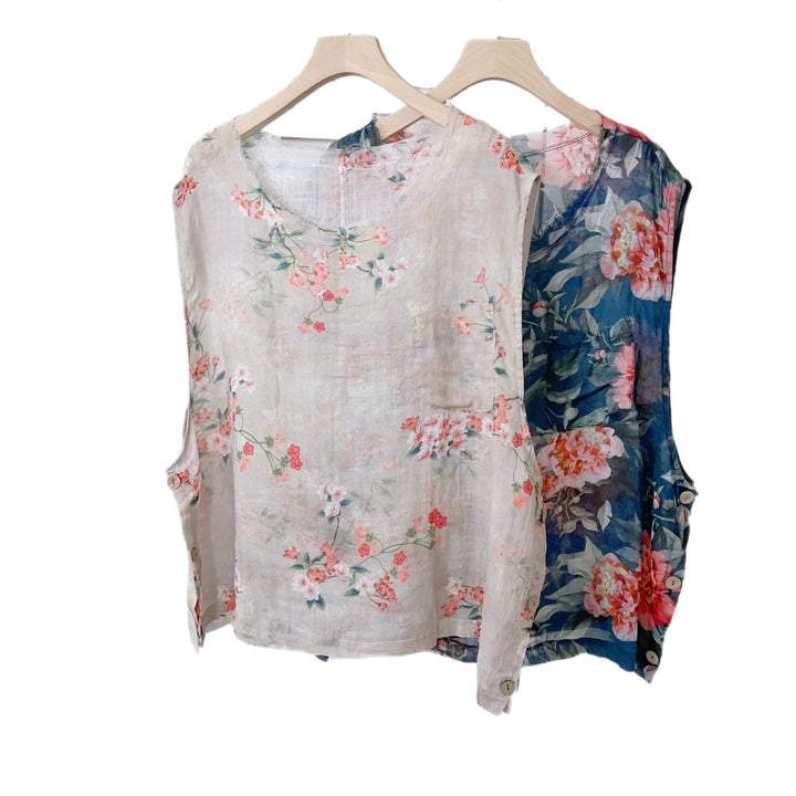 Dame Floral Print Linned Tunika Overdel Stilla