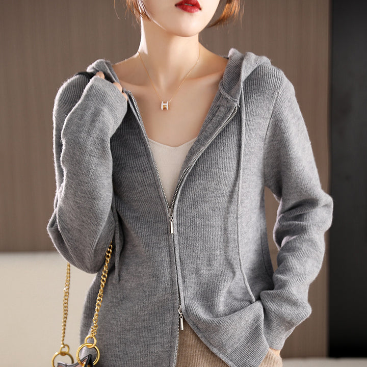 Femme Cozy Lynlås Strik Hoodie Stilla
