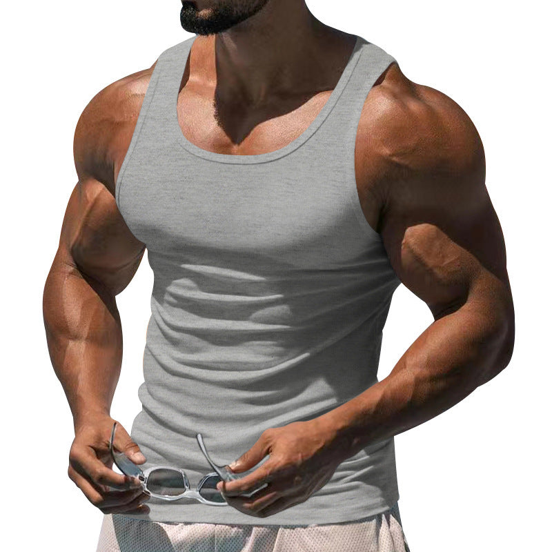 Herren nan figurbetonet funktionelt tanktop med høj armudskæring og stretch jersey Skovae