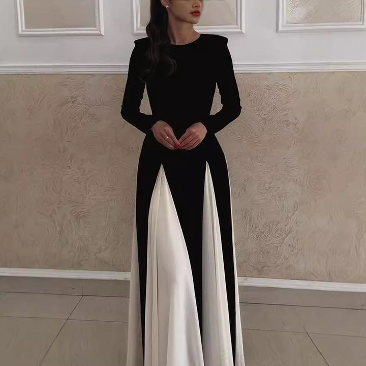Dame Elegant aften kjole med raffineret farvekombination og smukt faldende nederdel Stiila