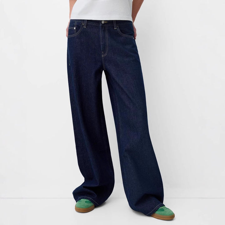 Dame Løst skårne Denim-jeans med afslappet stil og stor benudskæring Stilla