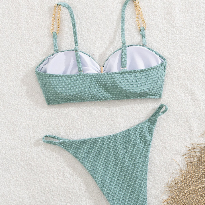 Dame Bikini-sæt med struktureret top og moderigtige kæde-stropper Stilla