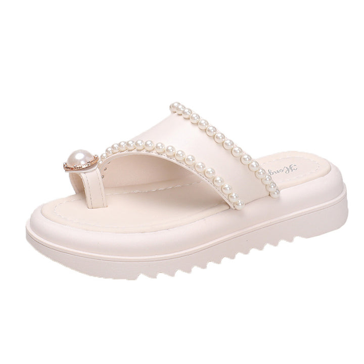 Dame mode plateau sandaler med elegante perleapplikationer Stilla