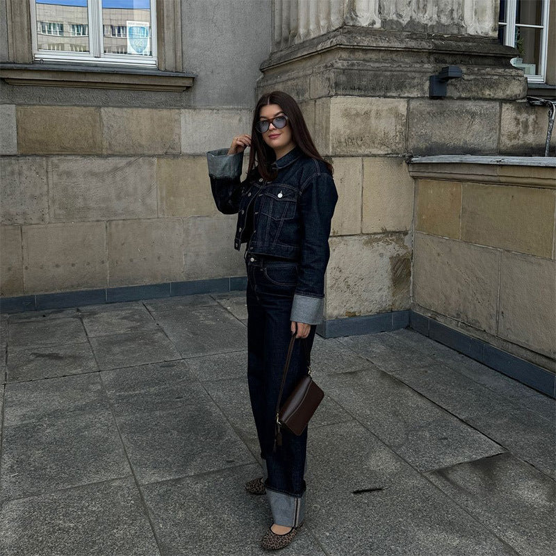 Kvindernes brede denim bukser med opklippede kant Stilla