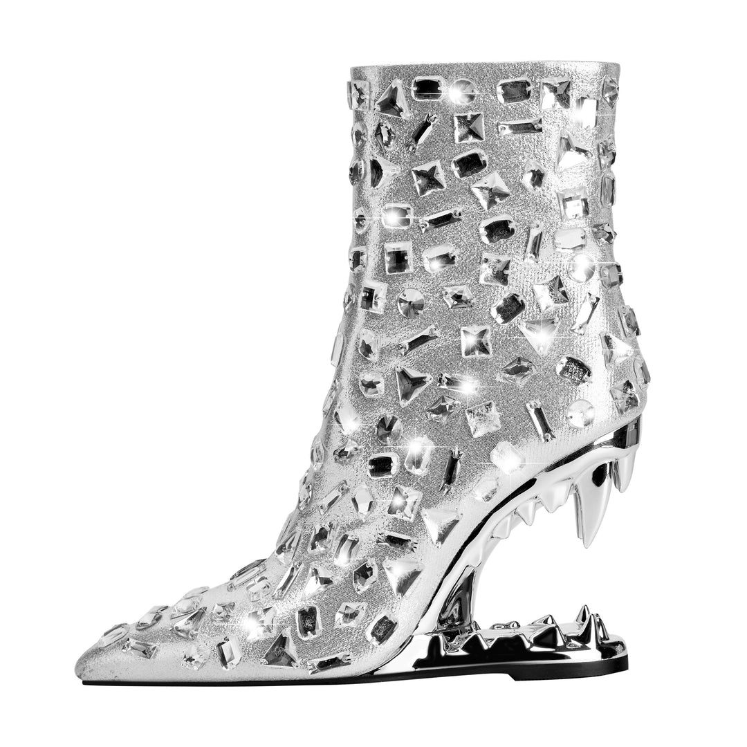 Femme Stiletto Støvletter med Rhinsten dekorationer Stilla