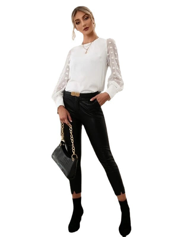 Dame Elegant Puffærme-Top Stilla