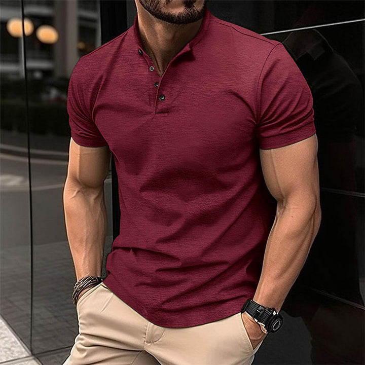 Herrer Fritid Kortærmet Henley Polo Shirt Stilla