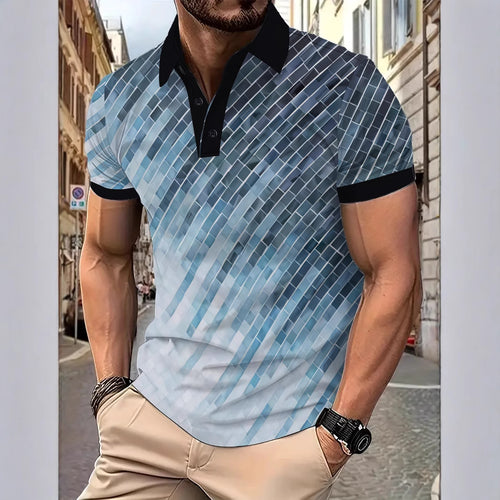 Herrer Poloshirt med dynamisk grafikdesign Stilla