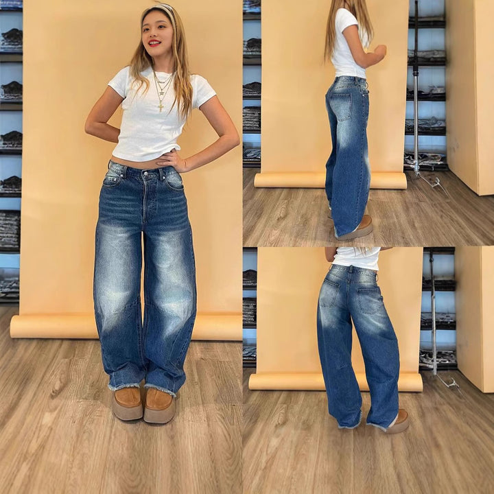 Dame bred jeans med moderne snit Stilla
