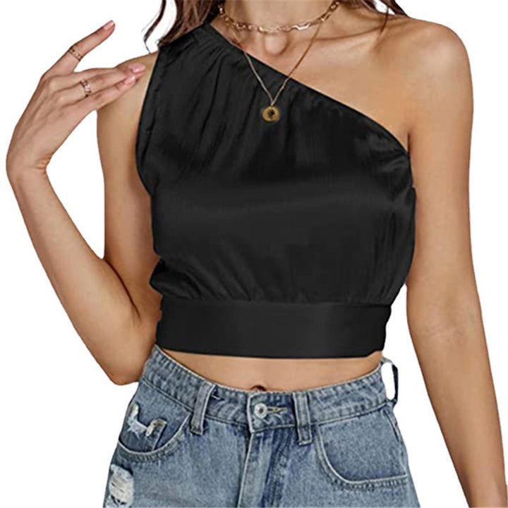 Dame En-sidet Crop-top med elastisk afslutning og smart design Stilla