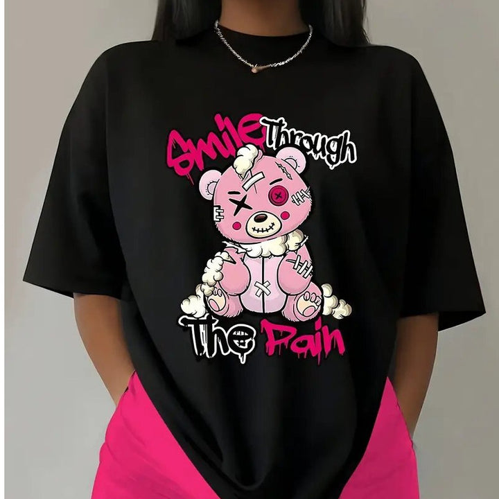 Dame Oversized T-Shirt med iøjnefaldende grafiktryk Stilla