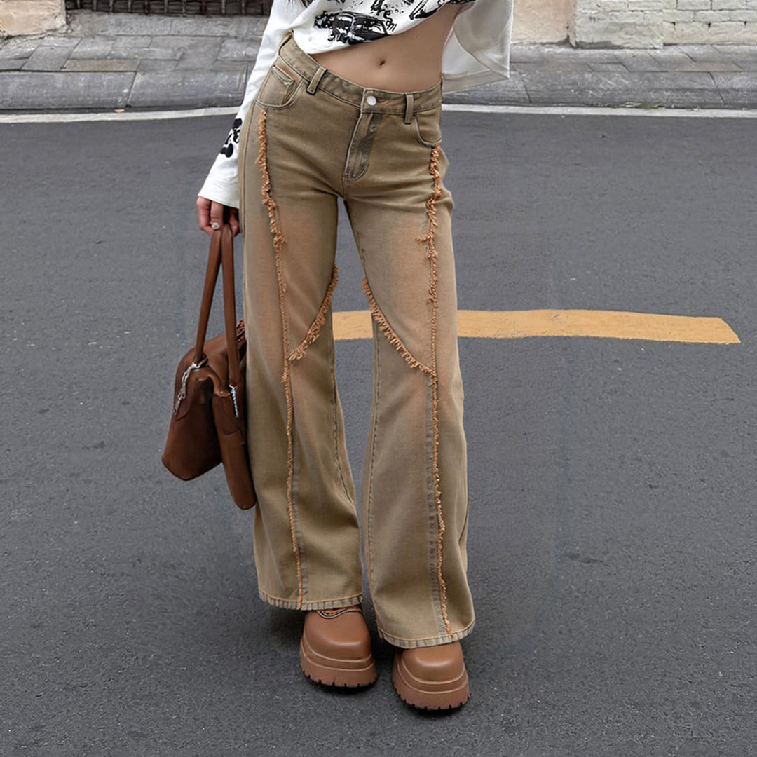 Dame baggy jeans med frynsede detaljer Skovae