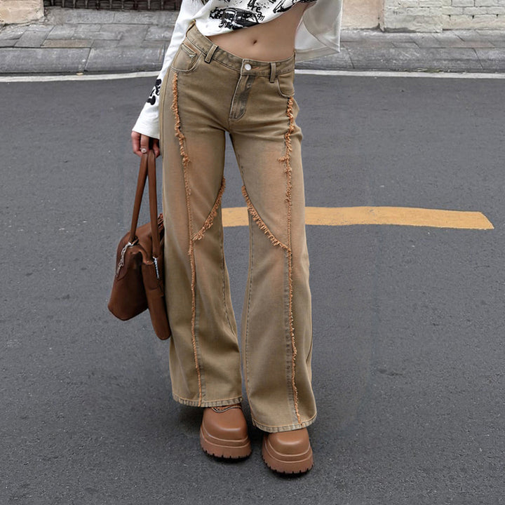 Dame baggy jeans med frynsede detaljer Skovae
