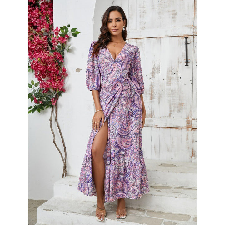 Femme Elegante Wrap-maxikjole med Udgiftede Ærmer Stilla