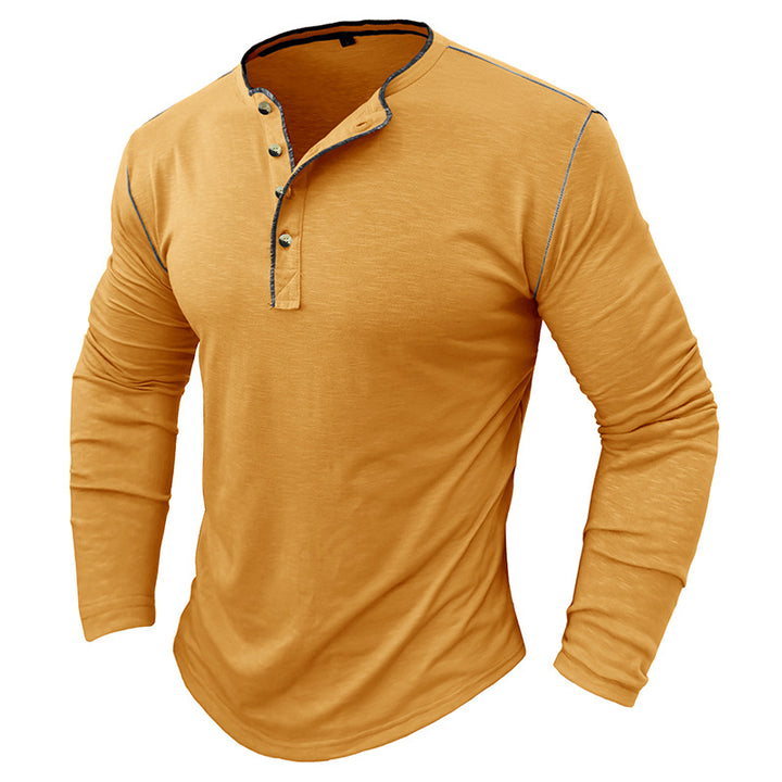 Herrer Langærmet Henley-shirts med moderne ståkrave og stilfulde knapdetaljer Stilla