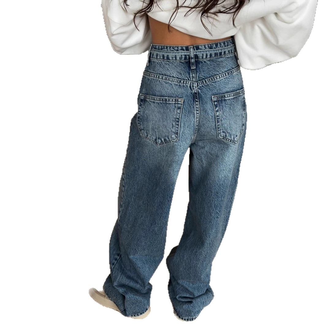 Damernes brede jeans i vintage stil med høj talje og afslappet pasform Stilla
