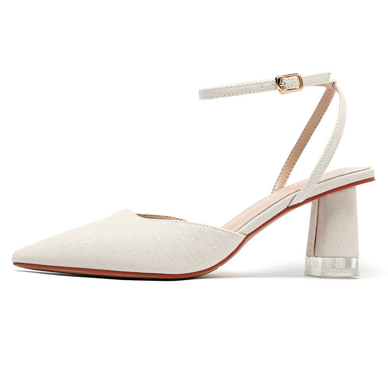Femme Spidse Slingback Hæle med klodset gennemsigtig hæl Stilla