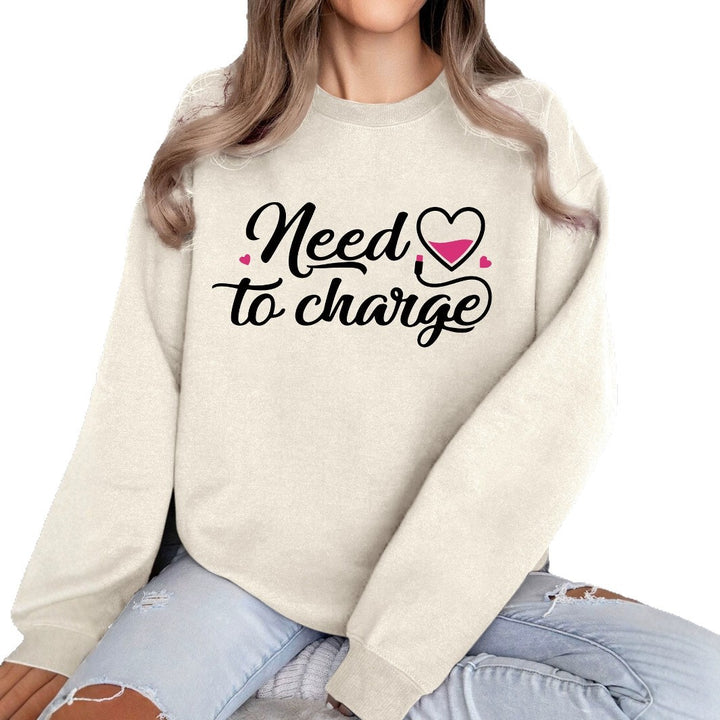 Kvindernes sweatshirt med inspirerende hjerte citat og afslappet skæring Stilla