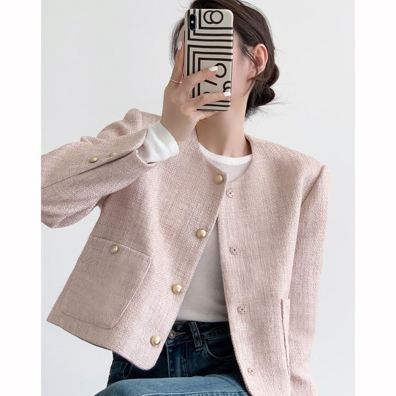 Femme Elegant Tekstureret Boucle Jakke Stilla