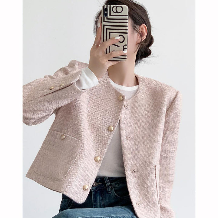 Femme Elegant Tekstureret Boucle Jakke Stilla