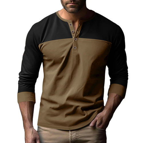 Herrer Langærmet Henley-shirt med moderne farveskift-design Stilla