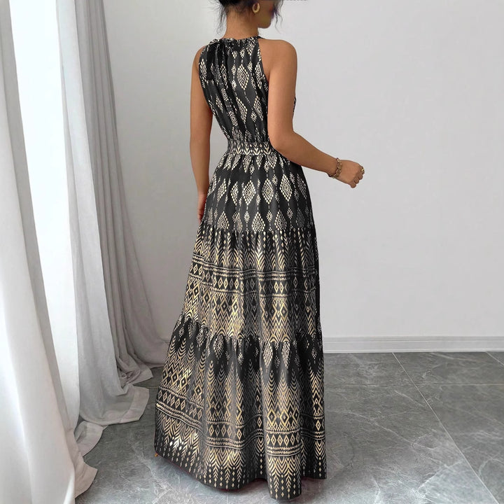 Damer Elegant Halterneck Maxikjole med Talje Knude Stilla