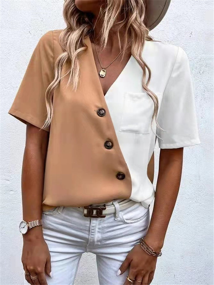 Dame Trendy Bluse med asymmetrisk snit og knapdetalje Stilla