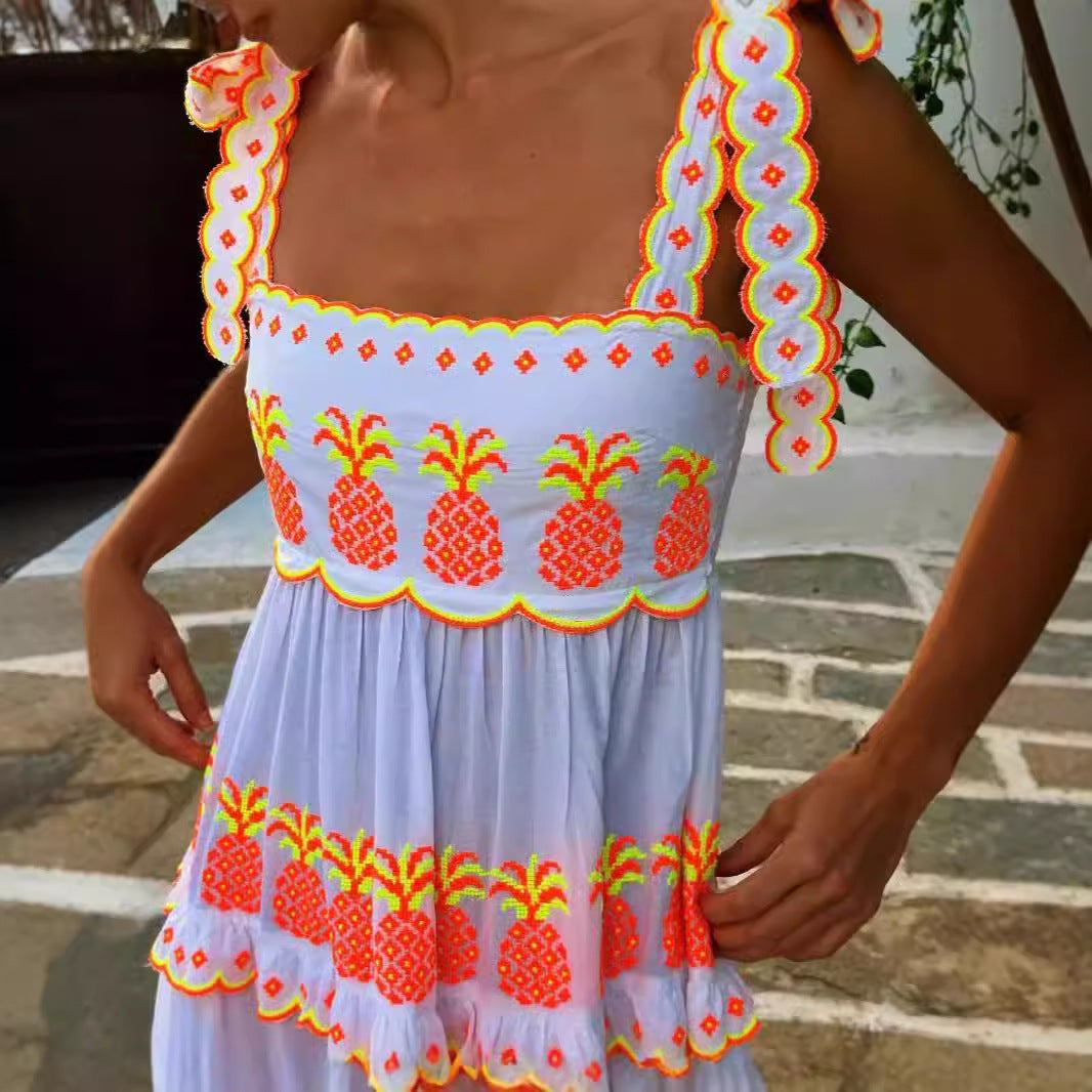 Dame Boho Maxikjole med legende ananasmønster Stilla