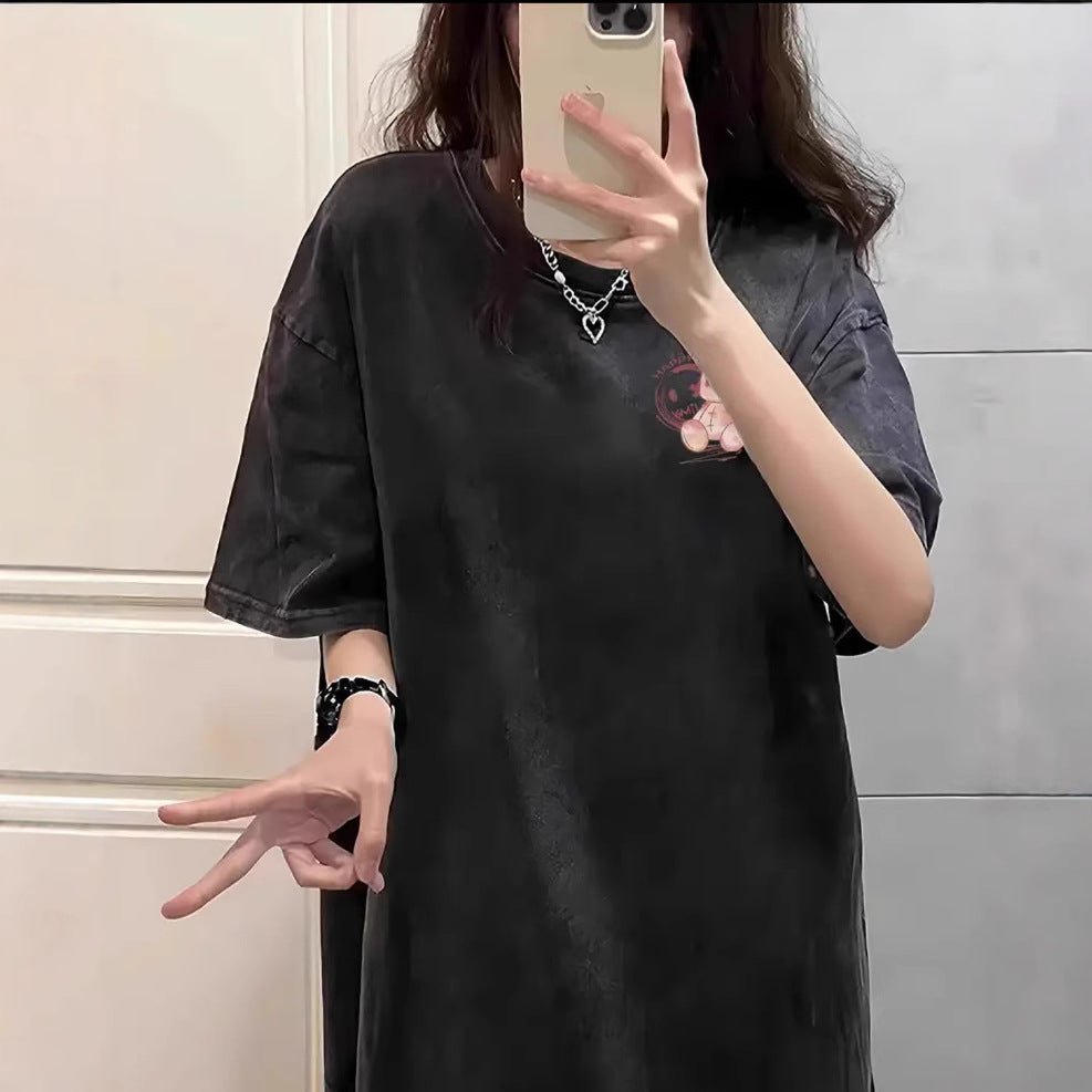Dame T-Shirt med kreativ kaninmotiv og afslappet oversized-snit Stilla