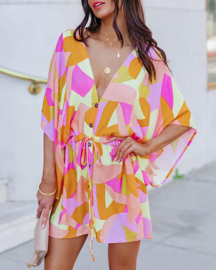 Dame Floral Trykt Kimono Kjole Stilla