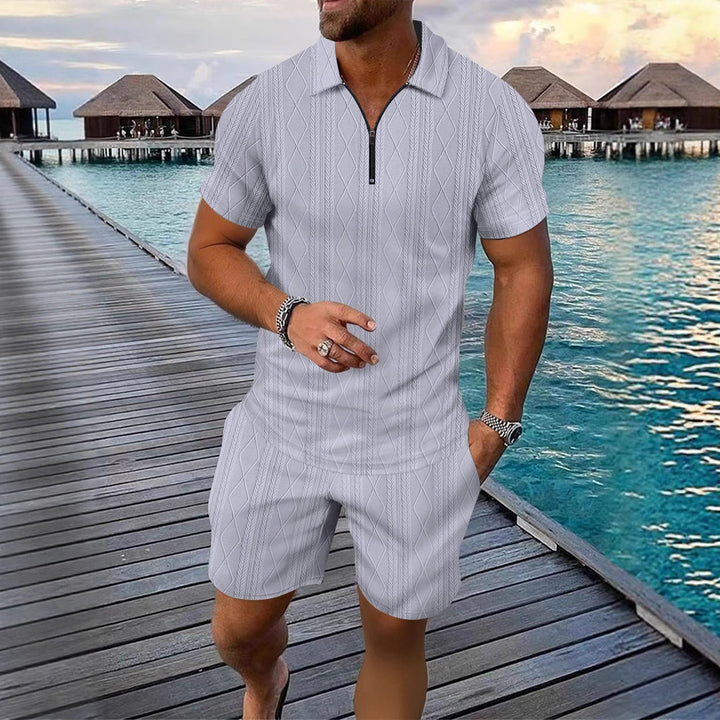 Herre polo-shirt med moderne lynlås og struktureret design Stilla