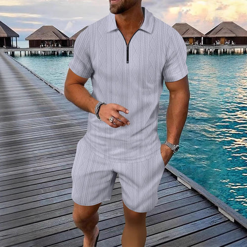 Herre polo-shirt med moderne lynlås og struktureret design Stilla