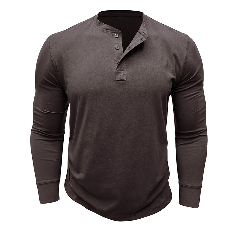 Herre langærmet Henley-shirt med stilfulde accenter og åndbart materiale Stilla