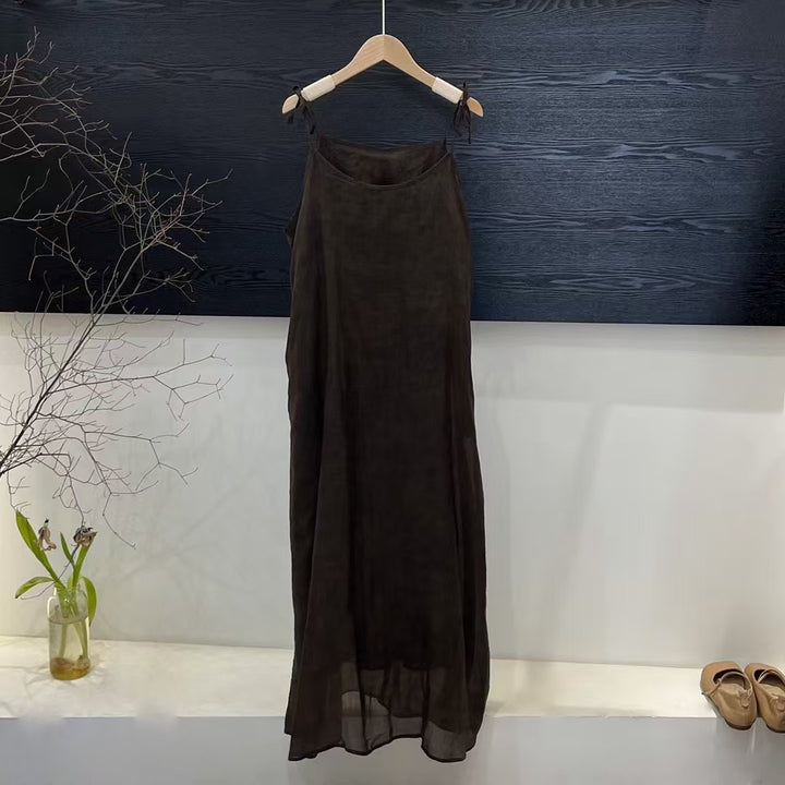 Femme Bohemisk Stil Maxi Kjole med justerbare stropper Stilla