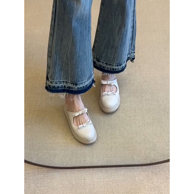 Dame Vintage-stil Mary Jane Espadrille Flats Stilla