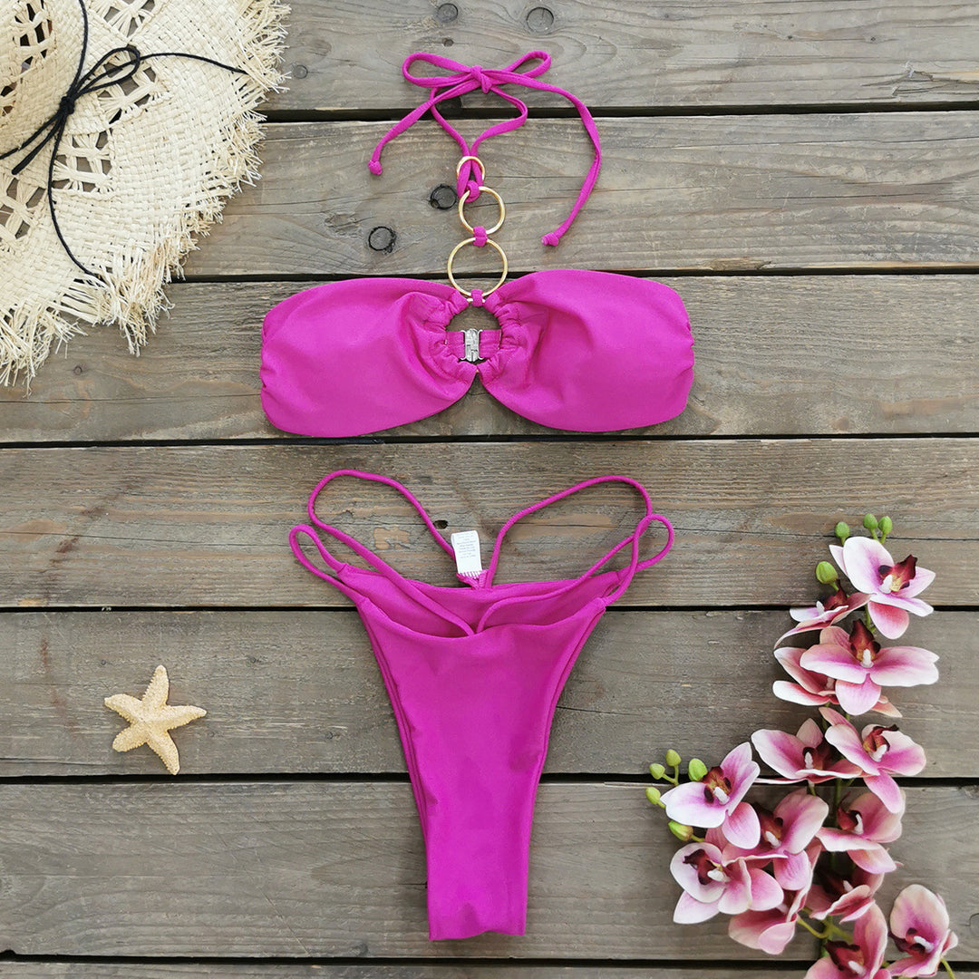 Dame Bikini-sæt med kreativ ringdetalje og moderne bandeau-top Stilla