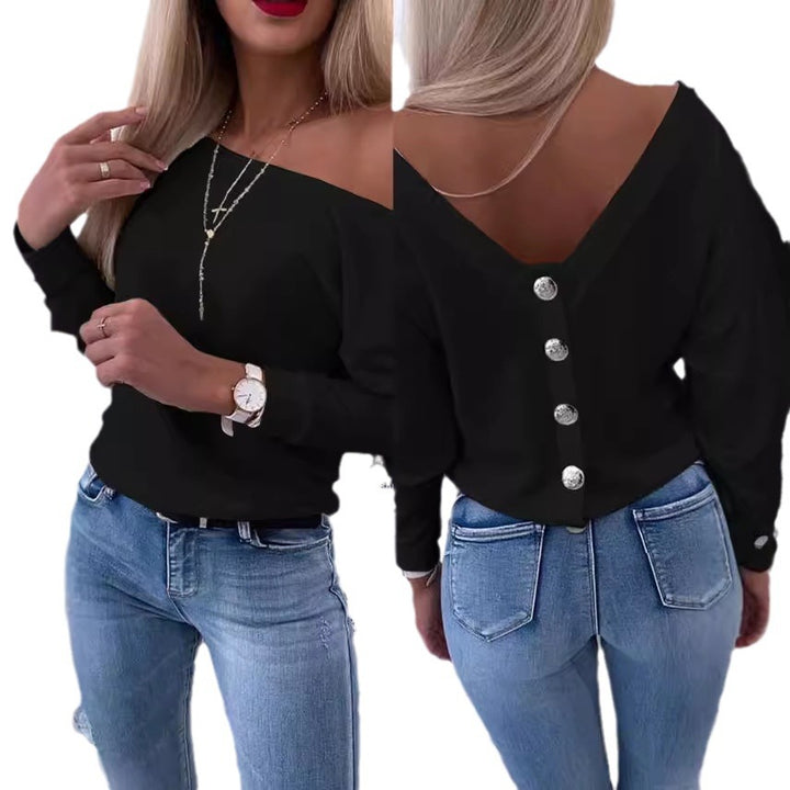 Dame Off-Shoulder Bluse med knapdetalje Stilla