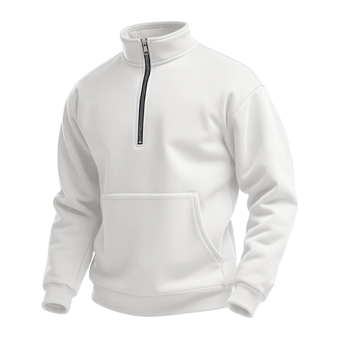 Herrer sporty fleece-pullover med lynlås og lommer Stilla